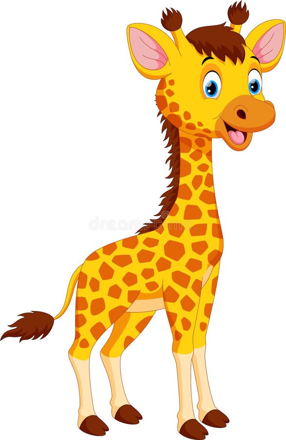 Gullig girafftecknad film som isoleras på vit bakgrund stock illustrationer