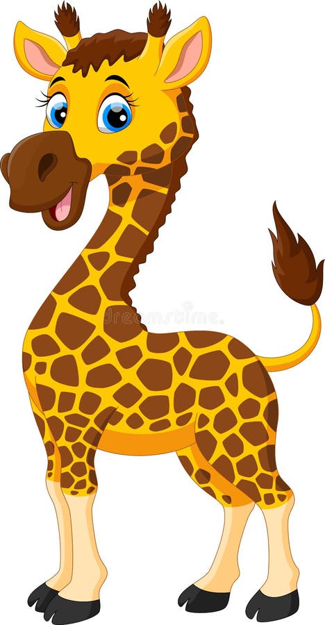 Gullig girafftecknad film som isoleras på vit bakgrund stock illustrationer