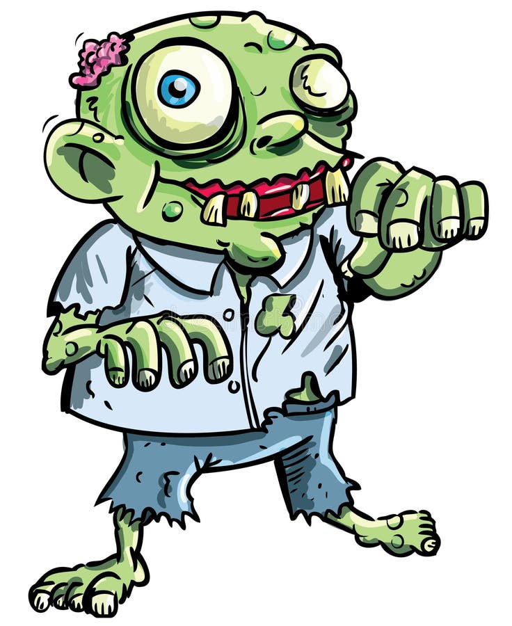 gullig grön zombie för tecknad film royaltyfri illustrationer gullig grön zombie för tecknad film royaltyfri illustrationer