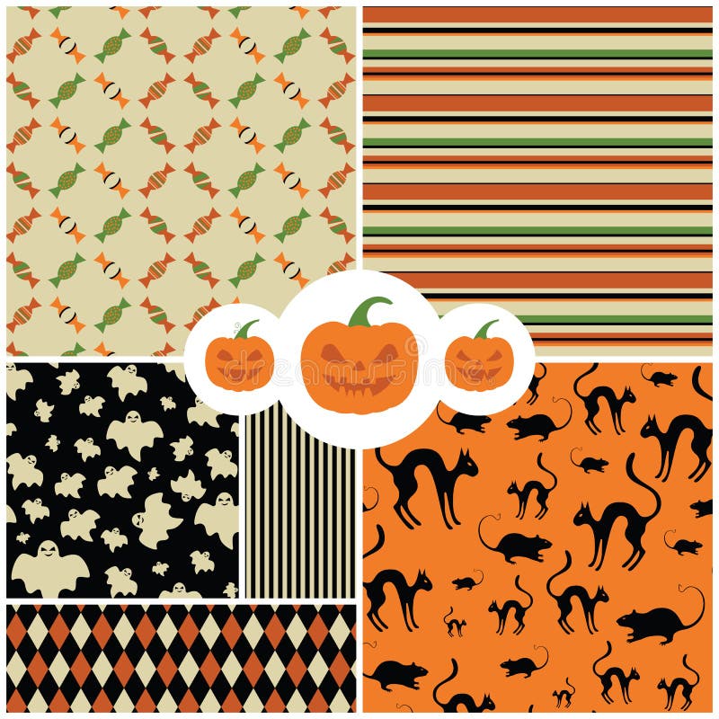 Gullig idérik textur med allhelgonaaftontemadesign Allhelgonaaftonvektor stock illustrationer Gullig idérik textur med allhelgonaaftontemadesign Allhelgonaaftonvektor stock illustrationer