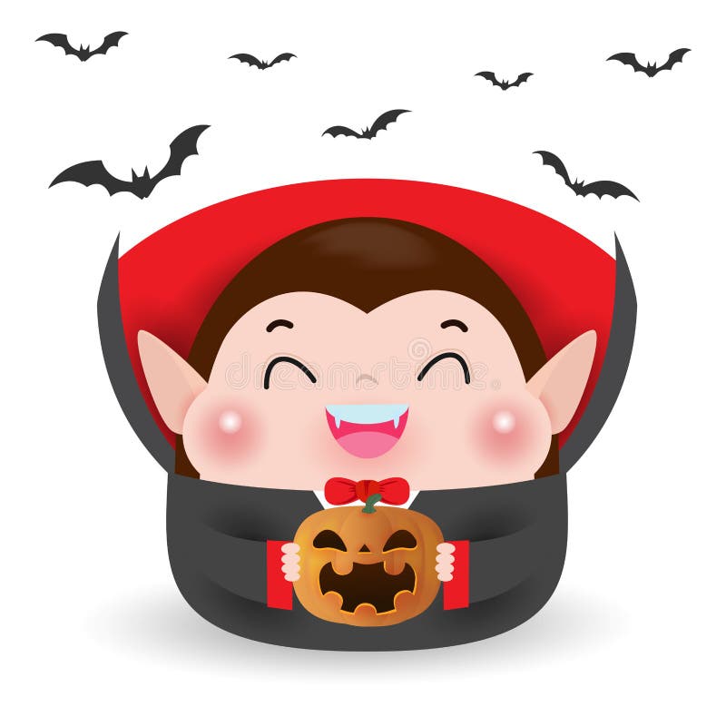 Gullig liten Dracula vampyr och flygaslagträn med pumpa som isoleras på vit bakgrund Allhelgonaaftonungar kostymerar partivektorn stock illustrationer Gullig liten Dracula vampyr och flygaslagträn med pumpa som isoleras på vit bakgrund Allhelgonaaftonungar kostymerar partivektorn stock illustrationer