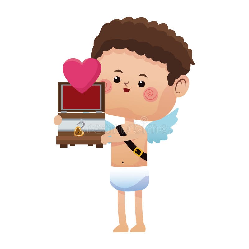 Gullig liten hjärta för gåva för ask för kupidonvalentindag vektor illustrationer Gullig liten hjärta för gåva för ask för kupidonvalentindag vektor illustrationer