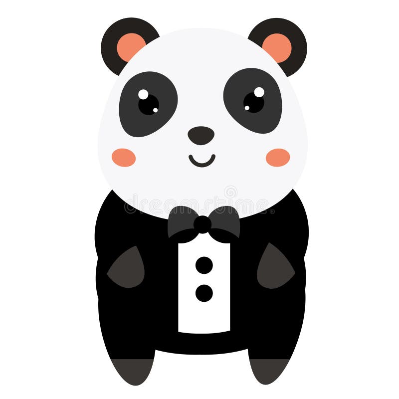Gullig panda i svart smoking Tecken för tecknad filmkawaiidjur Vektorillustrationen för ungar och behandla som ett barn mode royaltyfri illustrationer Gullig panda i svart smoking Tecken för tecknad filmkawaiidjur Vektorillustrationen för ungar och behandla som ett barn mode royaltyfri illustrationer