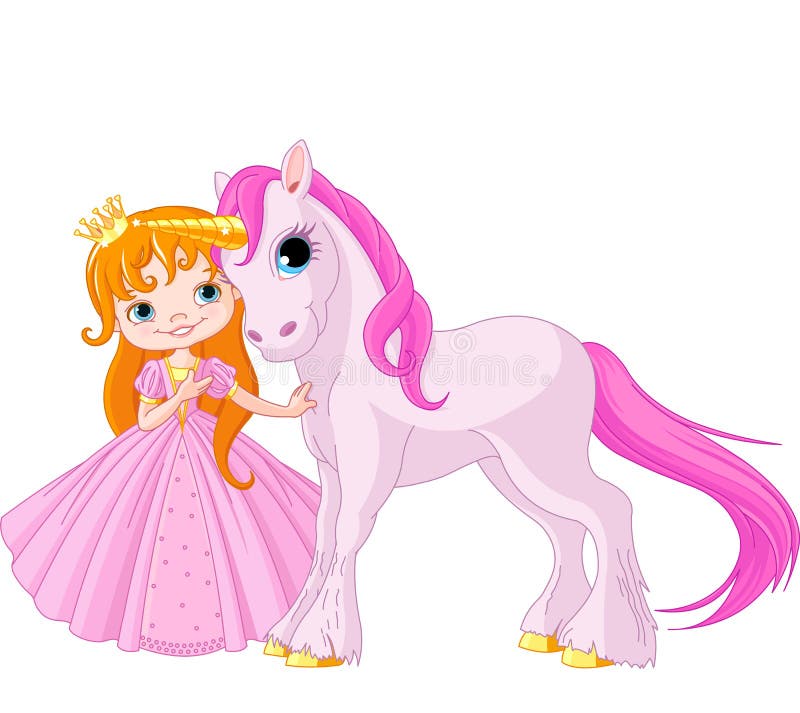 Gullig prinsessa och enhörning