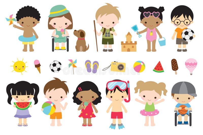 Gullig sommar lurar aktiviteter vektor illustrationer Gullig sommar lurar aktiviteter vektor illustrationer