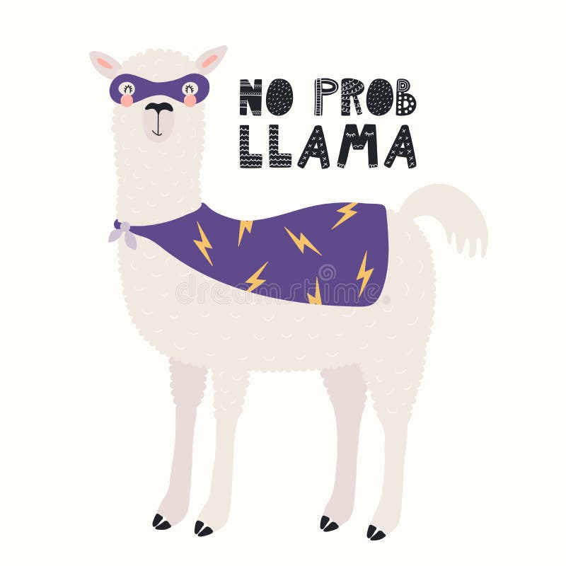 Gullig superherolama stock illustrationer Gullig superherolama stock illustrationer