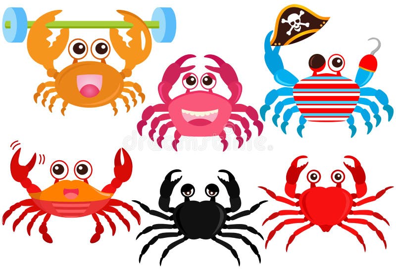 Gullig symbolsvektor för djura färgrika krabbor