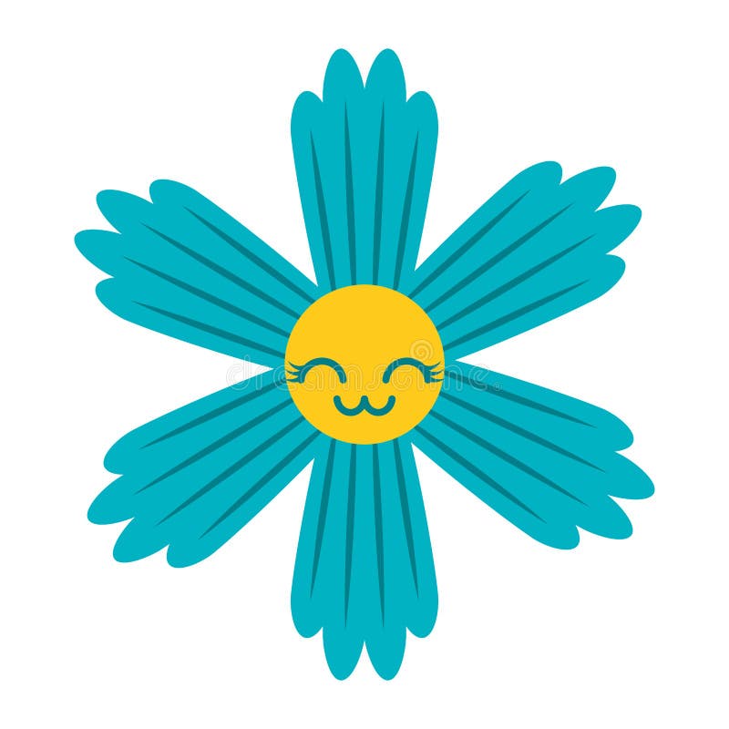 Gullig tecknad film för blåttblommakawaii stock illustrationer Gullig tecknad film för blåttblommakawaii stock illustrationer