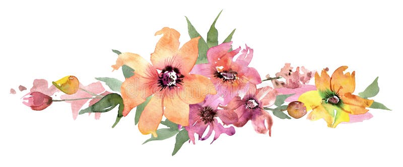 Gullig vattenfärgblommagräns målad blom- hand för bakgrund inbjudan bröllop för abstraktionkortillustration kanin för födelsedagk vektor illustrationer Gullig vattenfärgblommagräns målad blom- hand för bakgrund inbjudan bröllop för abstraktionkortillustration kanin för födelsedagk vektor illustrationer