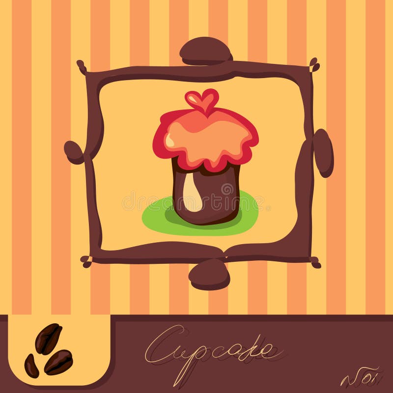 Cute retro Ñupcake. Vector illustration card. Cute retro Ñupcake. Vector illustration card