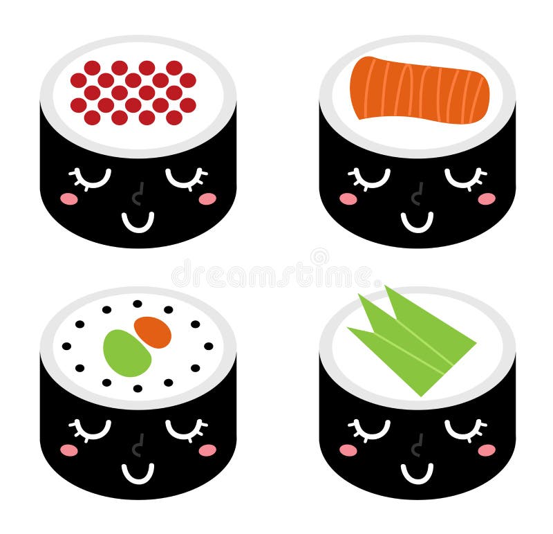 gulliga setsushi för tecknad film royaltyfri illustrationer gulliga setsushi för tecknad film royaltyfri illustrationer