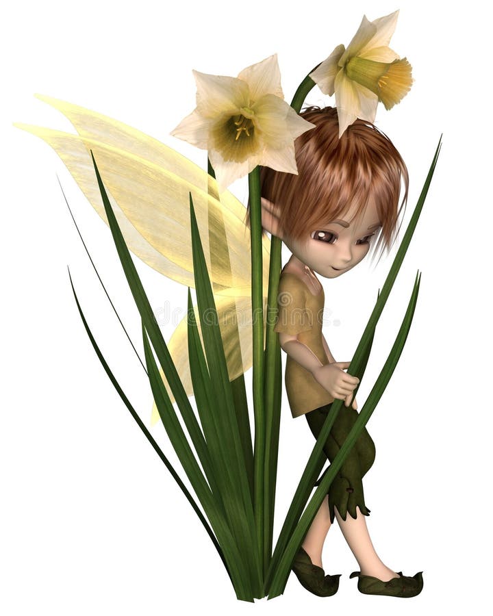 Gulliga Toon Daffodil Fairy Boy royaltyfri illustrationer Gulliga Toon Daffodil Fairy Boy royaltyfri illustrationer