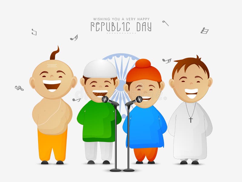 Gulliga ungar som firar indisk republikdag