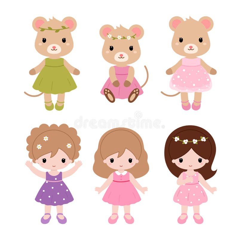 Gulligt behandla som ett barn ballerina i rosa färgklänning vektorclipart vektor illustrationer Gulligt behandla som ett barn ballerina i rosa färgklänning vektorclipart vektor illustrationer