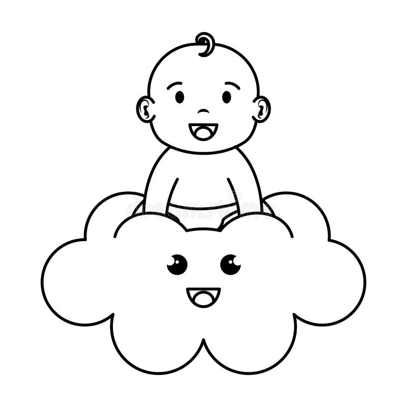 Gulligt och pysen behandla som ett barn i moln vektor illustrationer Gulligt och pysen behandla som ett barn i moln vektor illustrationer
