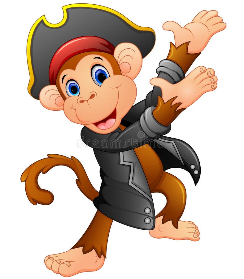 Gulligt piratkopiera att framlägga för apa vektor illustrationer Gulligt piratkopiera att framlägga för apa vektor illustrationer