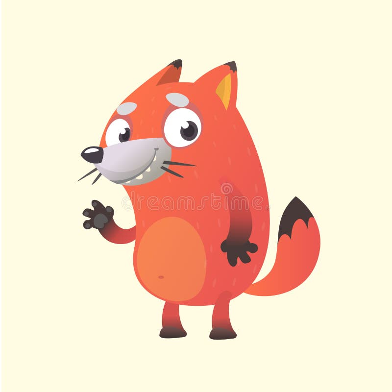 Gulligt tecken för tecknad filmrävmaskot Vektorillustration av en vinkande hand för orange räv royaltyfri illustrationer Gulligt tecken för tecknad filmrävmaskot Vektorillustration av en vinkande hand för orange räv royaltyfri illustrationer