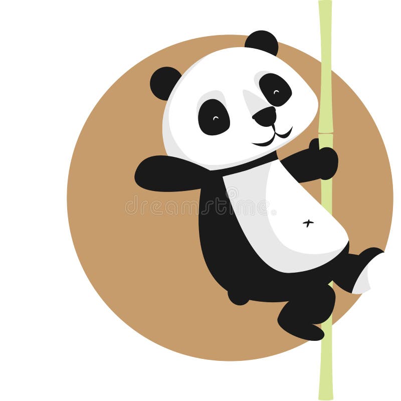 Gulligt vektortecken: panda på bambu vektor illustrationer Gulligt vektortecken: panda på bambu vektor illustrationer