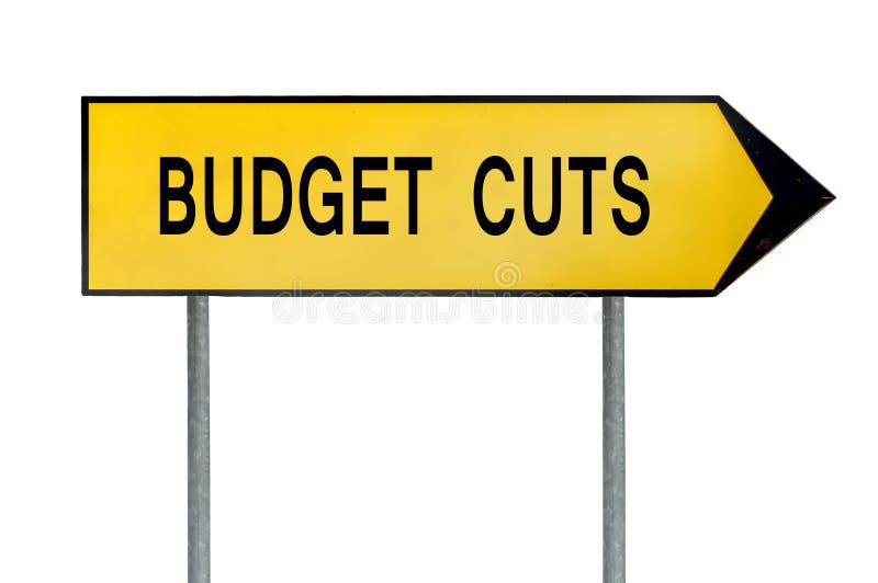 Gult tecken för gatabegreppsbudgetnedskärningar royaltyfri illustrationer Gult tecken för gatabegreppsbudgetnedskärningar royaltyfri illustrationer