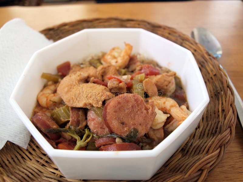 Gumbo in bowl stock image. Image of cuisine, crustacean 110586145