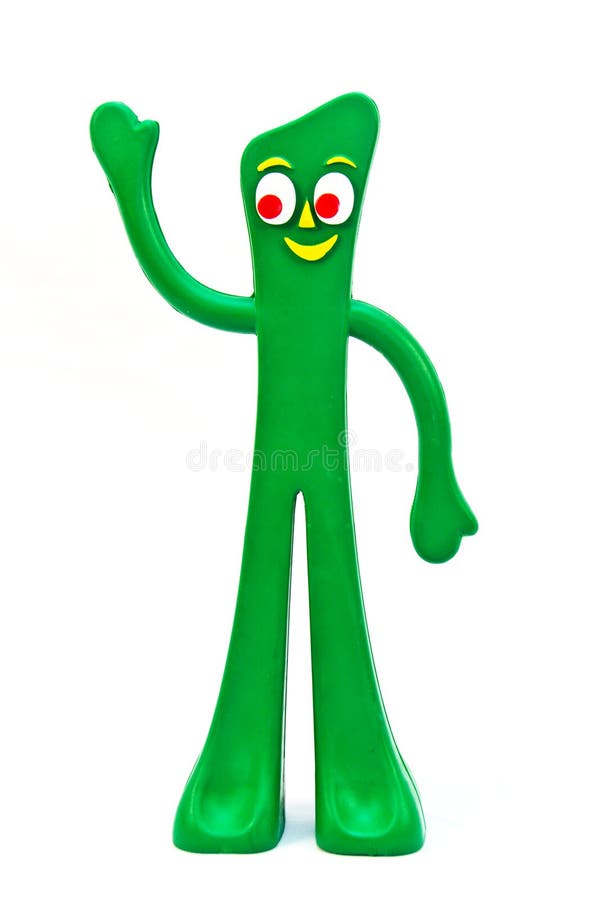 Children's or dog's toy Gumby on white background. Gumby is a classic show and toy character once popular in the USA and is becoming popular again after the death of its creator on January 11, 2010. Children's or dog's toy Gumby on white background. Gumby is a classic show and toy character once popular in the USA and is becoming popular again after the death of its creator on January 11, 2010.