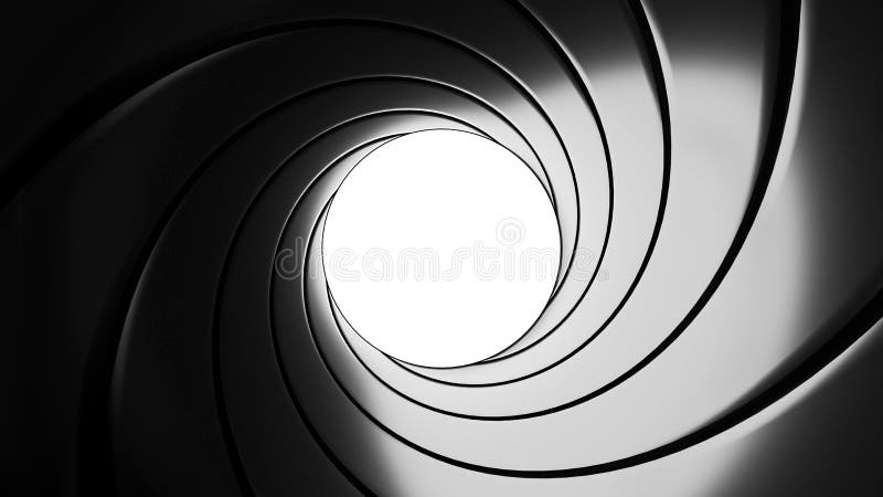 Gun barrel effect - a classic James Bond 007 theme - 3D illustration