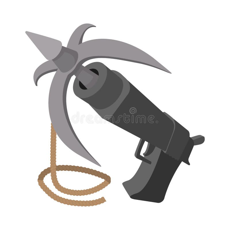 Gun with Grappling Hook Cartoon Stock Vector - Illustration of rock, rusty:  79752726