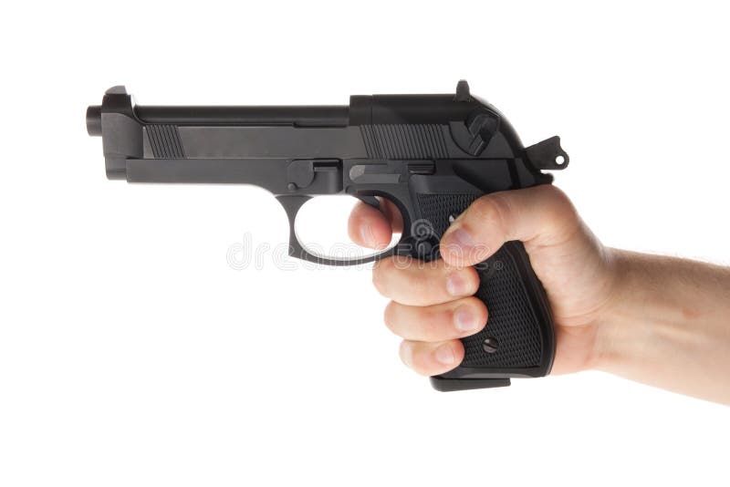 Gun in hand stock photo. Image of polymer, isolated, marksmanship 25492276