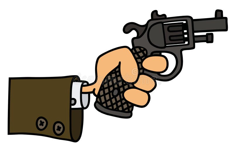 Gun in a hand stock vector. Illustration of handgun, funny 74351094