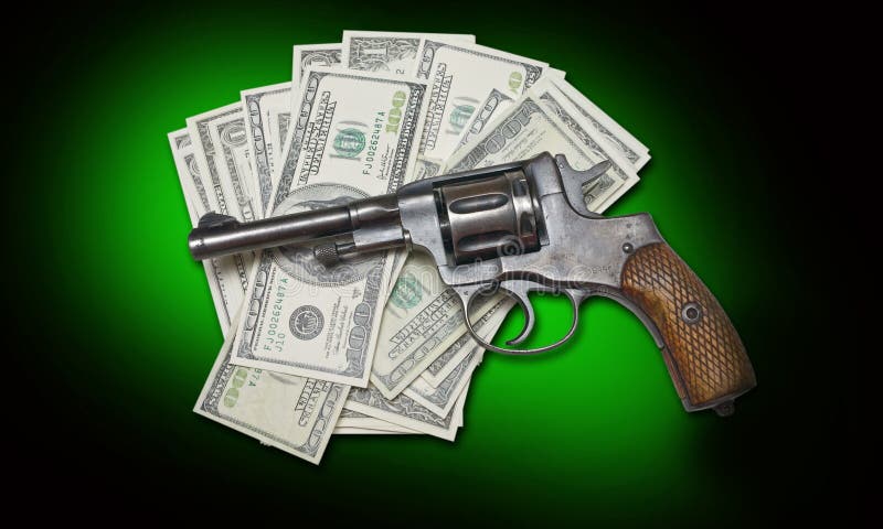 Gun and money stock photo. Image of burglary, incentive