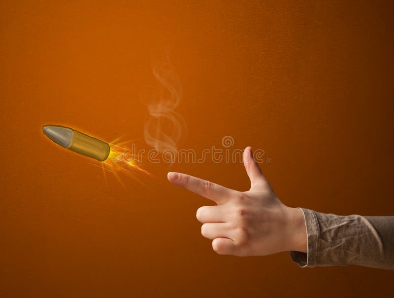 Gun Shaped Woman Hand With Bullet Stock Image Image of shoot, fingers 33624637
