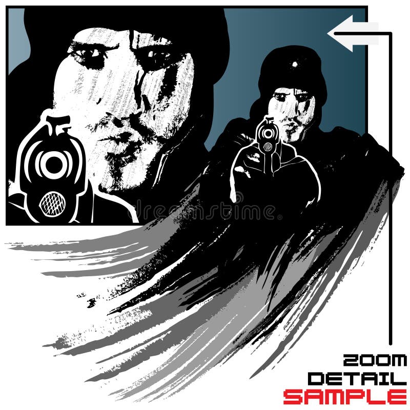 Gunman vector illustration in grunge style