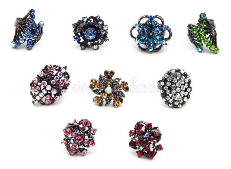 Gunmetal Rhinestine Rings royalty free stock photo