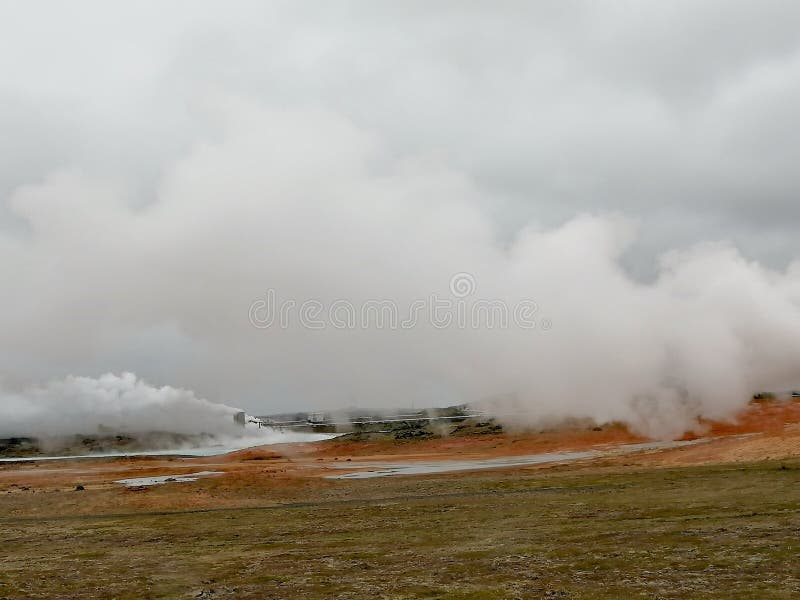 A group of vigorous mud pools and steam vents at Reykjanes. They change with time. The group partly formed after earthquakes in 1967. The name stems from a story about the vicious ghost Gunna who was lured into a vent and never seen again. A group of vigorous mud pools and steam vents at Reykjanes. They change with time. The group partly formed after earthquakes in 1967. The name stems from a story about the vicious ghost Gunna who was lured into a vent and never seen again.