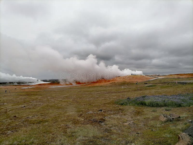 A group of vigorous mud pools and steam vents at Reykjanes. They change with time. The group partly formed after earthquakes in 1967. The name stems from a story about the vicious ghost Gunna who was lured into a vent and never seen again. A group of vigorous mud pools and steam vents at Reykjanes. They change with time. The group partly formed after earthquakes in 1967. The name stems from a story about the vicious ghost Gunna who was lured into a vent and never seen again.