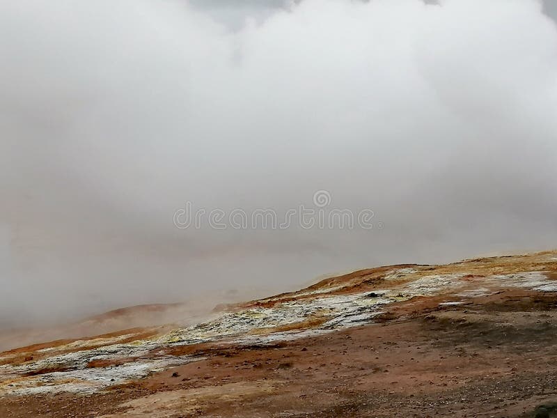 A group of vigorous mud pools and steam vents at Reykjanes. They change with time. The group partly formed after earthquakes in 1967. The name stems from a story about the vicious ghost Gunna who was lured into a vent and never seen again. A group of vigorous mud pools and steam vents at Reykjanes. They change with time. The group partly formed after earthquakes in 1967. The name stems from a story about the vicious ghost Gunna who was lured into a vent and never seen again.