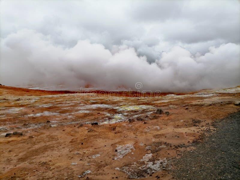 A group of vigorous mud pools and steam vents at Reykjanes. They change with time. The group partly formed after earthquakes in 1967. The name stems from a story about the vicious ghost Gunna who was lured into a vent and never seen again. A group of vigorous mud pools and steam vents at Reykjanes. They change with time. The group partly formed after earthquakes in 1967. The name stems from a story about the vicious ghost Gunna who was lured into a vent and never seen again.