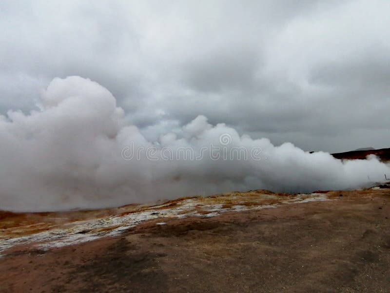 A group of vigorous mud pools and steam vents at Reykjanes. They change with time. The group partly formed after earthquakes in 1967. The name stems from a story about the vicious ghost Gunna who was lured into a vent and never seen again. A group of vigorous mud pools and steam vents at Reykjanes. They change with time. The group partly formed after earthquakes in 1967. The name stems from a story about the vicious ghost Gunna who was lured into a vent and never seen again.