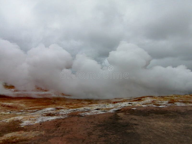 A group of vigorous mud pools and steam vents at Reykjanes. They change with time. The group partly formed after earthquakes in 1967. The name stems from a story about the vicious ghost Gunna who was lured into a vent and never seen again. A group of vigorous mud pools and steam vents at Reykjanes. They change with time. The group partly formed after earthquakes in 1967. The name stems from a story about the vicious ghost Gunna who was lured into a vent and never seen again.