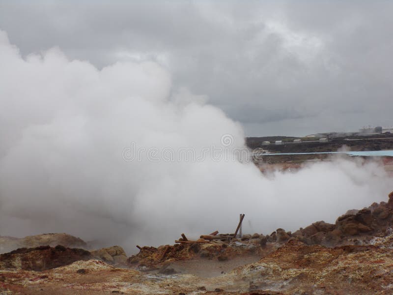 A group of vigorous mud pools and steam vents at Reykjanes. They change with time. The group partly formed after earthquakes in 1967. The name stems from a story about the vicious ghost Gunna who was lured into a vent and never seen again. A group of vigorous mud pools and steam vents at Reykjanes. They change with time. The group partly formed after earthquakes in 1967. The name stems from a story about the vicious ghost Gunna who was lured into a vent and never seen again.