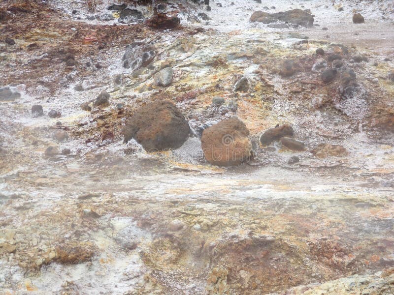 A group of vigorous mud pools and steam vents at Reykjanes. They change with time. The group partly formed after earthquakes in 1967. The name stems from a story about the vicious ghost Gunna who was lured into a vent and never seen again. A group of vigorous mud pools and steam vents at Reykjanes. They change with time. The group partly formed after earthquakes in 1967. The name stems from a story about the vicious ghost Gunna who was lured into a vent and never seen again.