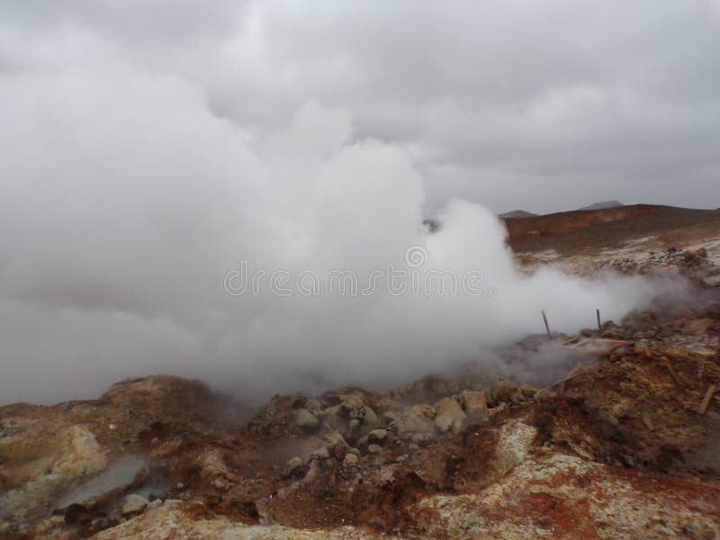 A group of vigorous mud pools and steam vents at Reykjanes. They change with time. The group partly formed after earthquakes in 1967. The name stems from a story about the vicious ghost Gunna who was lured into a vent and never seen again. A group of vigorous mud pools and steam vents at Reykjanes. They change with time. The group partly formed after earthquakes in 1967. The name stems from a story about the vicious ghost Gunna who was lured into a vent and never seen again.