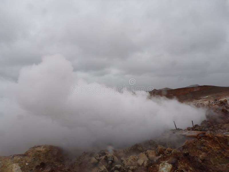 A group of vigorous mud pools and steam vents at Reykjanes. They change with time. The group partly formed after earthquakes in 1967. The name stems from a story about the vicious ghost Gunna who was lured into a vent and never seen again. A group of vigorous mud pools and steam vents at Reykjanes. They change with time. The group partly formed after earthquakes in 1967. The name stems from a story about the vicious ghost Gunna who was lured into a vent and never seen again.