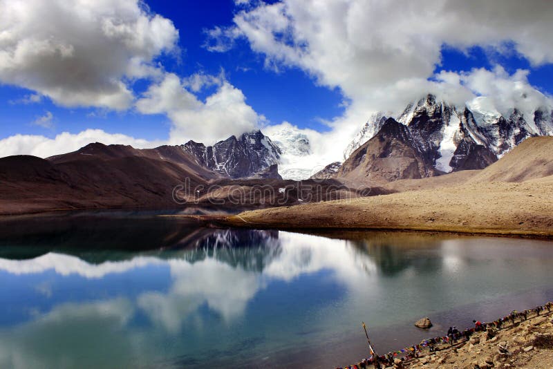 Gurudongmar Lake Buddhist Flag flutters in GuruDongmar Lake.JPG Buddhist Holy Lake -Gurudongmar Lake Location	North Sikkim, India Coordinates	28.02°N 88.71°ECoordinates: 28.02°N 88.71°E Basin countries	Sikkim, India Surface area	118 hectares 290 acres Shore length1	5.34 kilometres 3.32 mi Surface elevation	17,004 ft 5,183 m Settlements Mangan, North Sikkim 122 km. Lachen, North Sikkim 67 km. 1 Shore length is not a well-defined measure. Gurudongmar in May. Gurudongmar Lake in Sikkim. Gurudongmar Lake is one of the highest lakes in the world and in India, located at an altitude of 17,800 ft 5,430 m in the Indian state of Sikkim. Gurudongmar Lake Buddhist Flag flutters in GuruDongmar Lake.JPG Buddhist Holy Lake -Gurudongmar Lake Location	North Sikkim, India Coordinates	28.02°N 88.71°ECoordinates: 28.02°N 88.71°E Basin countries	Sikkim, India Surface area	118 hectares 290 acres Shore length1	5.34 kilometres 3.32 mi Surface elevation	17,004 ft 5,183 m Settlements Mangan, North Sikkim 122 km. Lachen, North Sikkim 67 km. 1 Shore length is not a well-defined measure. Gurudongmar in May. Gurudongmar Lake in Sikkim. Gurudongmar Lake is one of the highest lakes in the world and in India, located at an altitude of 17,800 ft 5,430 m in the Indian state of Sikkim.