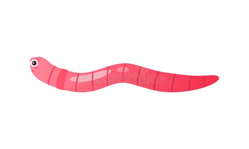 Gusano rosa lindo gateando en una pose curvada de la tierra del jardín ilustración del vector