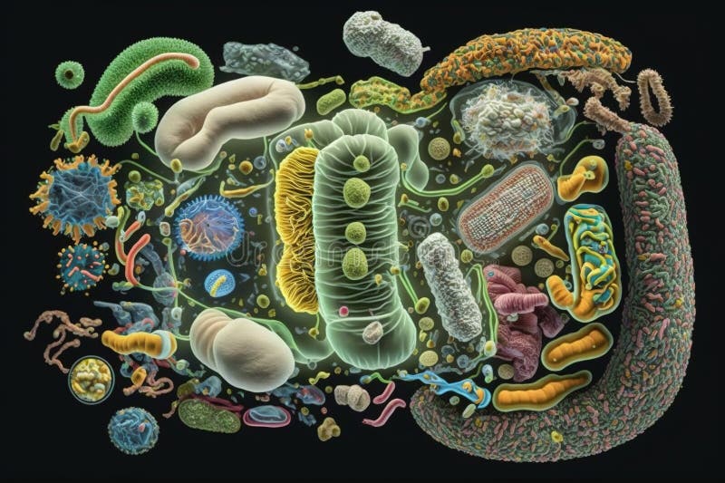 Gut microbiota, illustration. Ai generated