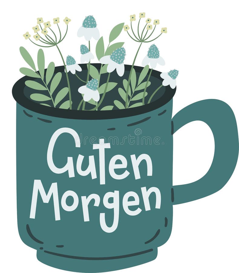 Guten Morgen Letras De Vector Dibujadas a Mano En Alemán Significa Buenos Días. Ilustración del Vector
