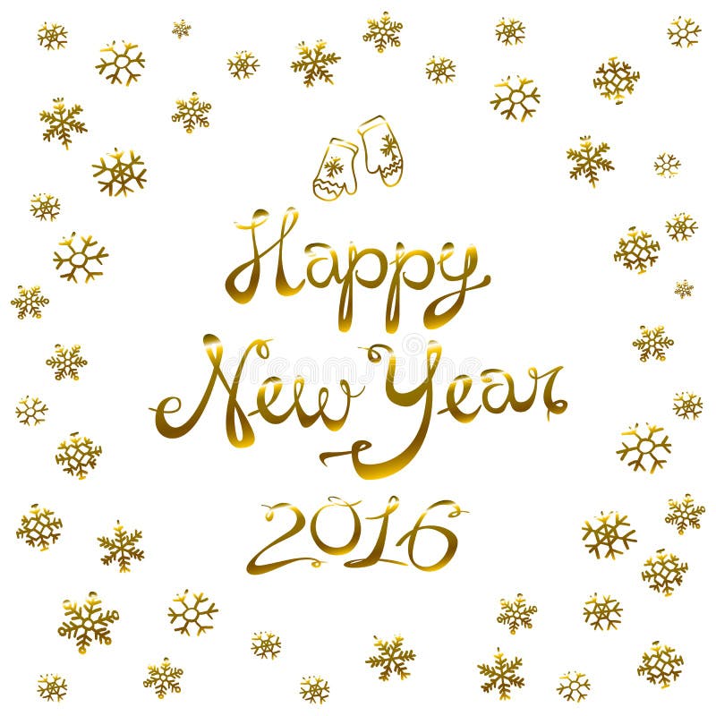 Guten Rutsch ins Neue Jahr-Karte 2016 Goldschneeflocke Vektorillustration stock abbildung Guten Rutsch ins Neue Jahr-Karte 2016 Goldschneeflocke Vektorillustration stock abbildung