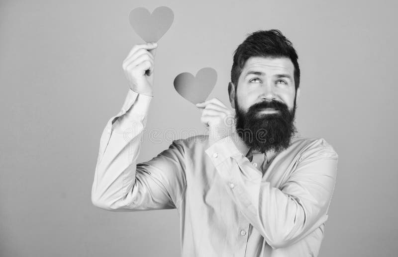 Guy Attractive Beard And Mustache In Romantic Mood Feeling Love