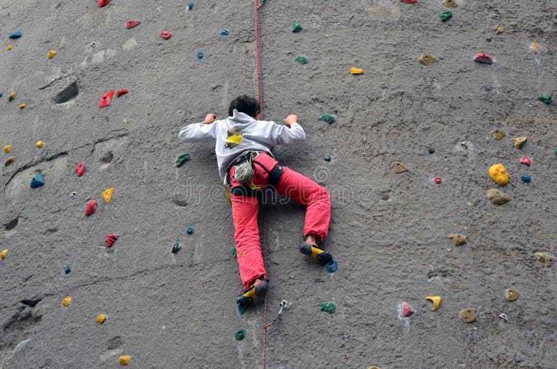 Guy Climbing a Public Rock Wall in Berlin Editorial Photo Image of
